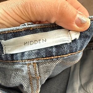Hidden Frayed Hem Blue Denim Jeans